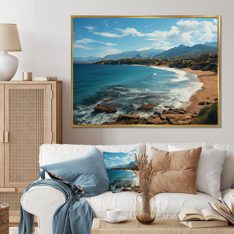 " Greece Olympian Coast ", 24" H x 32" W x 1" D, Gold Floater Framed
