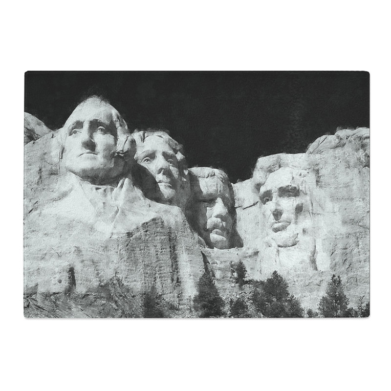 Mount Rushmore Painting Chopping Board, 0.4cm H x 20cm W x 28.5cm L