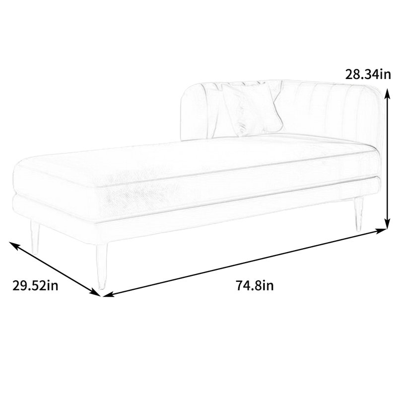 Chaise longue rembourrée Tione, Accoudoir à droite (vu de face), Beige