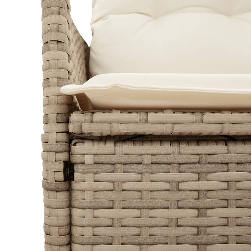  Ensemble repas 9 pièces pour patio avec coussins en rotin de polyester beige, Beige / Blanc