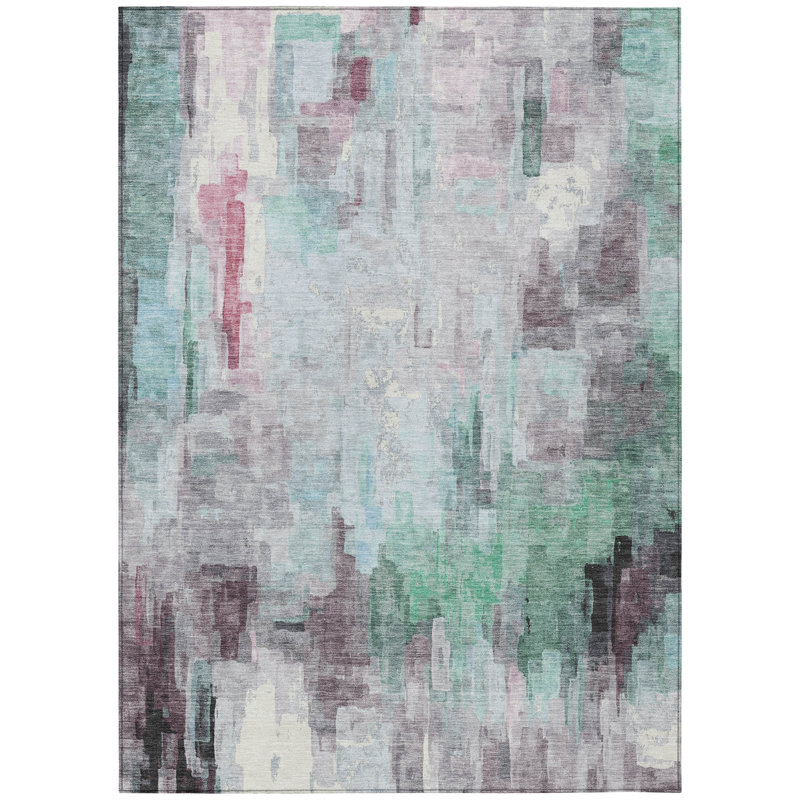 Machine Washable Indoor/Outdoor Chantille ACN2668 Abstract Rug, Sky, 8' x 10'