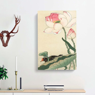 Gallinule With Lotus Flower by Ohara Koson - Wrapped Canvas Painting