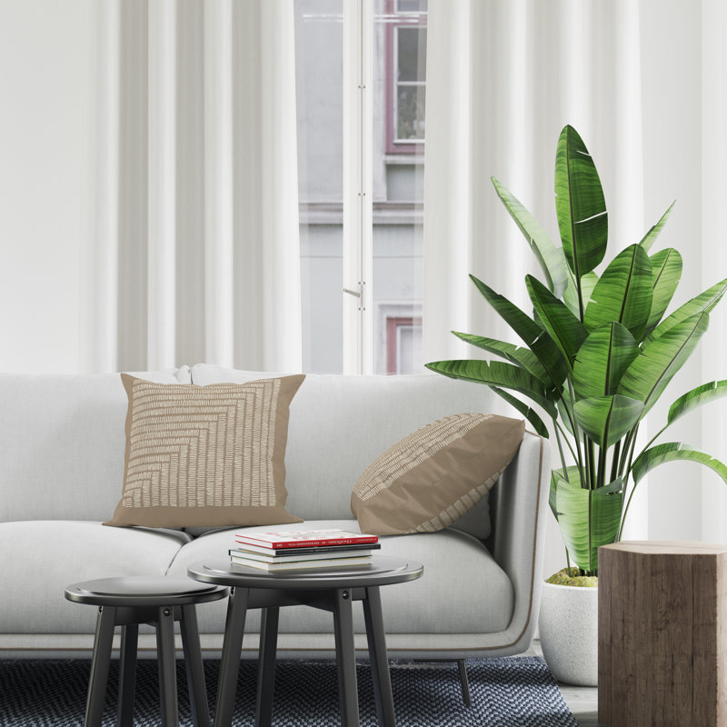Jeté carré en polyester intérieur / extérieur, Beige, L 17 po x H 17 po