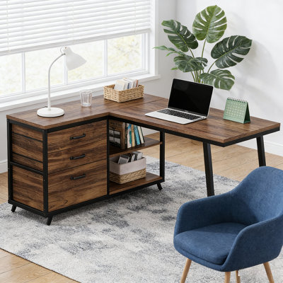 Bureau de travail spacieux, bureau d'ordinateur, bureau en L