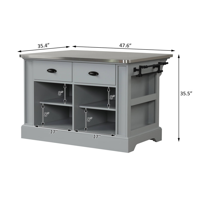 Kitchen Island, Gray Finish