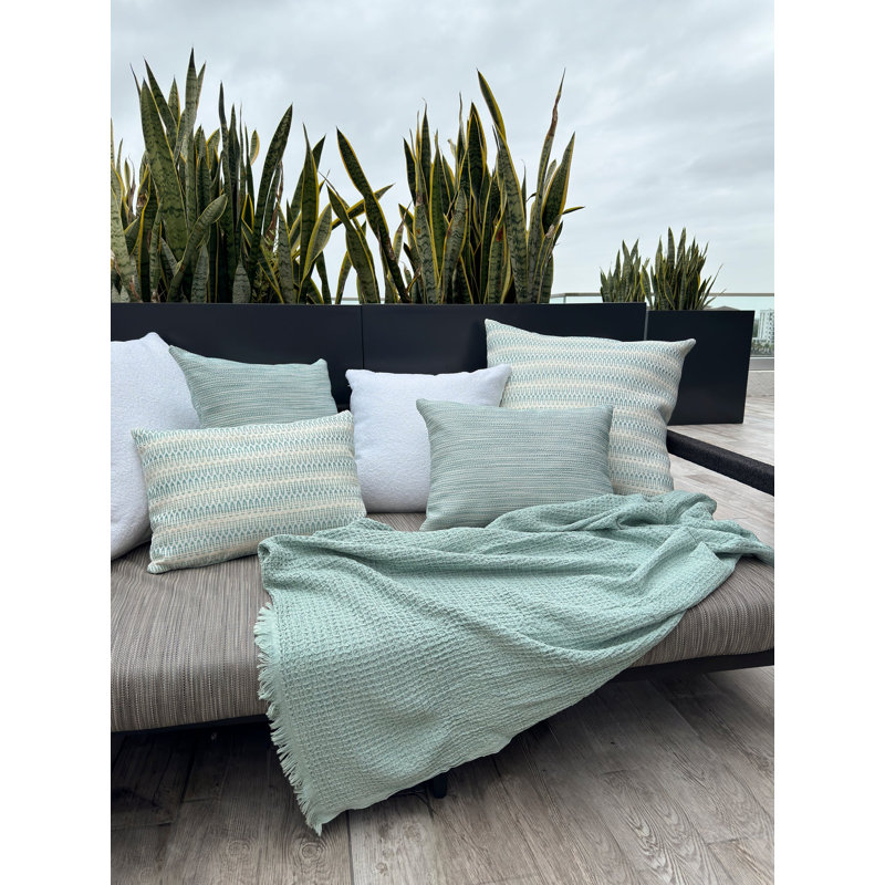 Bay Indoor/Outdoor Pillow Cover & Insert, Aqua, 14"H x 20"W, Rectangular