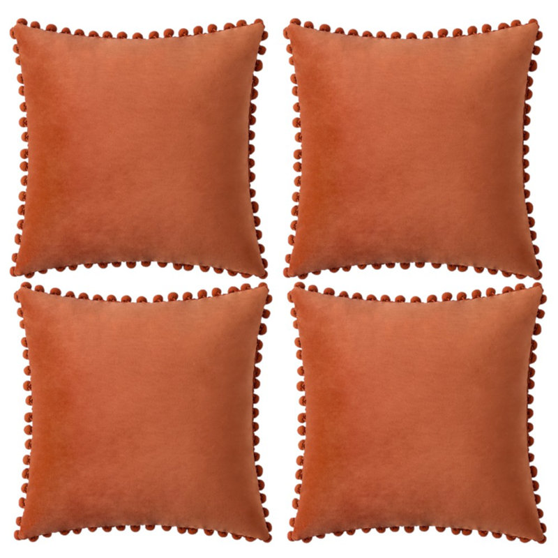 Housse de coussin en velours, Orange, 18 po x 18 po, Housse de coussin seulement - sans coussin