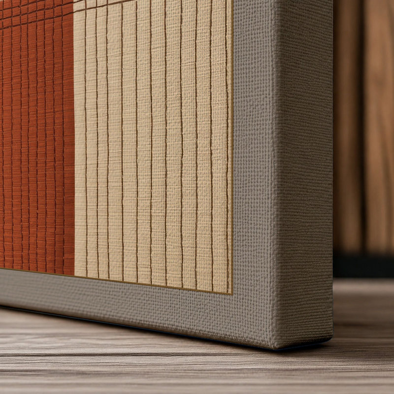 Striped Geometry Geometric - Wrapped Canvas, 24x16 - 61.0 x 40.6 cm, Taupe Border
