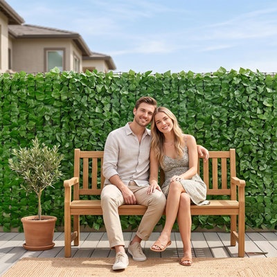 118 in. W x 39 in. H PE Artificial Hedge Privacy Fence Screen, Roll-Up Faux Ivy Greenery Wall Panel, Fake Plant Screen for Garden, Balcony, Living Room, Patio and Yard Decor, Green