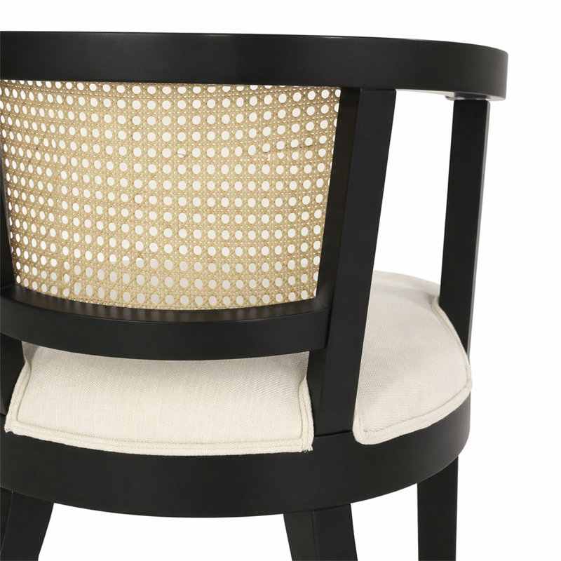 Chaise de salle à manger avec accoudoirs (ensemble de 2), Cream, Black