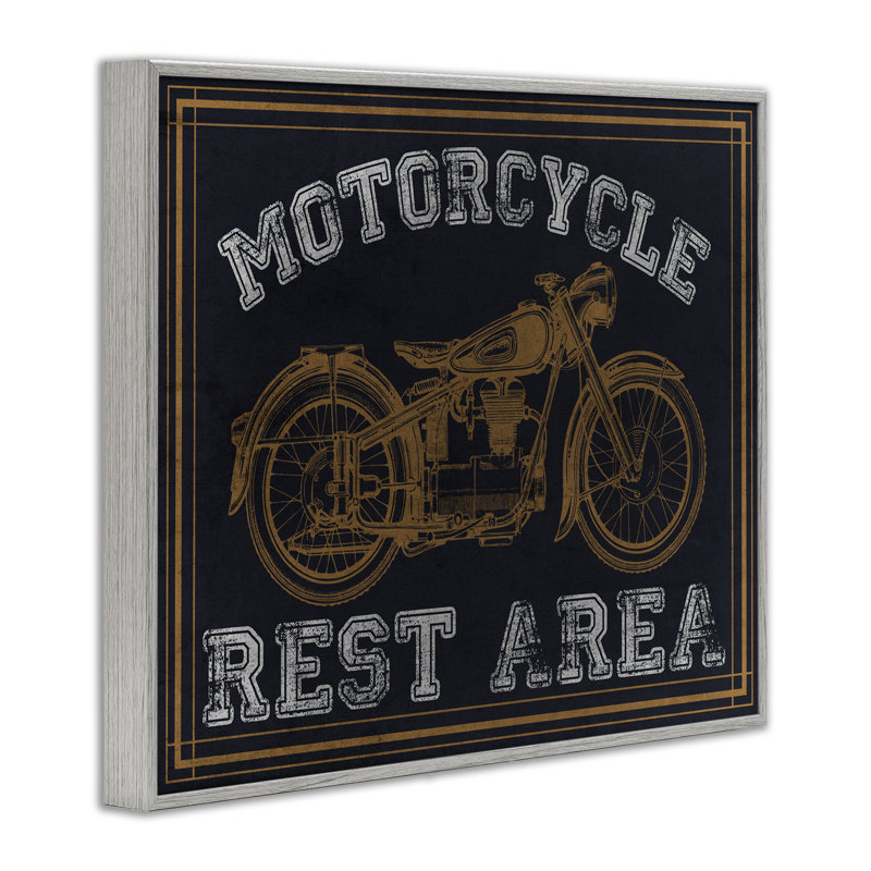 Estampe de motocyclette encadrée, design par Marcus Prime, Giclée de ferme grise encadrée, H 24 po x l 30 po