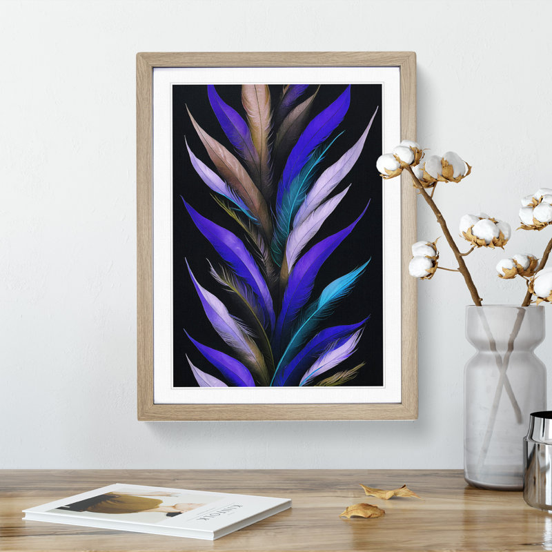 Special Feathers - Single Picture Frame Painting, 34cm H x 25cm W x 2cm D, Oak Framed