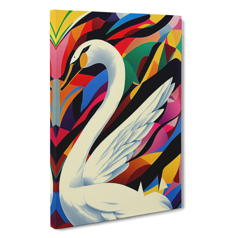 Geometric Swan No.1 Abstract - Wrapped Canvas, 50cm H x 35cm W x 3cm D