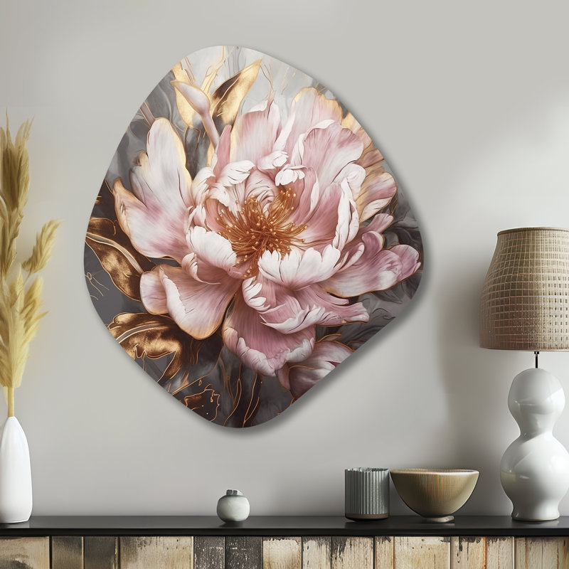 Wadebridge - pivoines asymétriques, reproduction d'art murale en métal Freeform, H 35 po x l 31 po x P 1 po