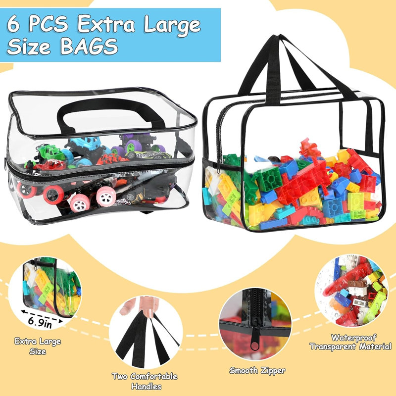 6-pack Xl Clear Toy Storage Bags With Labels