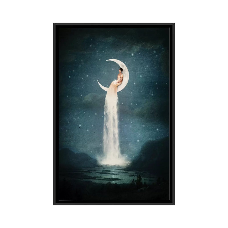 «Moonriver Lady», impression sur toile, H 26 po x l 18 po x P 1,5 po, Pas de tapis, Toile avec cadre noir
