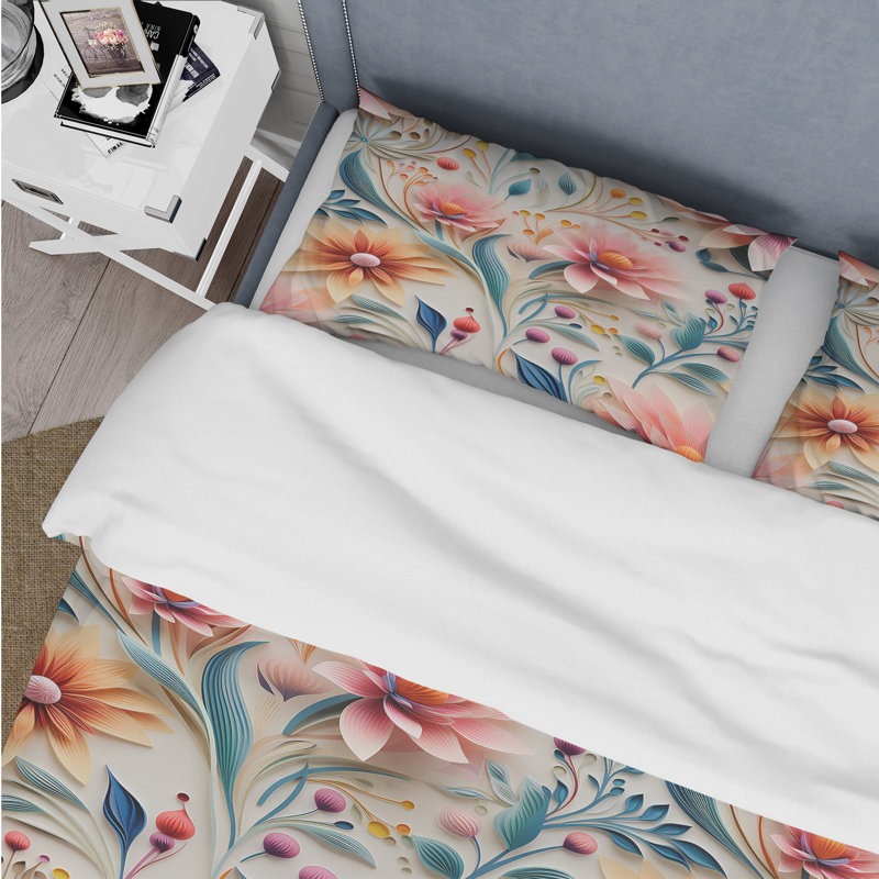 Ensemble de housse de couette Botanical Pastel Color Flowers Composition II