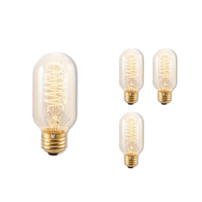 40 Watt Equivalent, T14 Incandescent, Antique Dimmable Bulb, (2200K) E26/Medium (Standard) Base