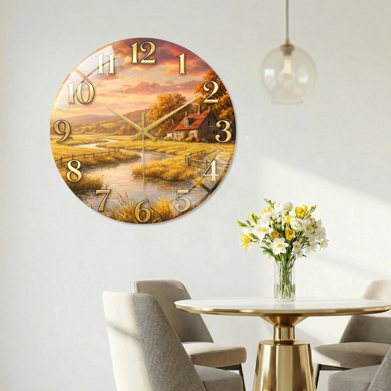 Horloge murale en verre, 60 x 60 cm (23,6 x 23,6 pouces)