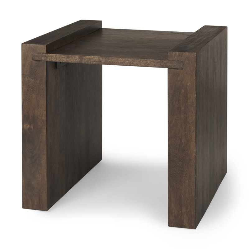 Dark Brown Mango Wood Rectangular End Table