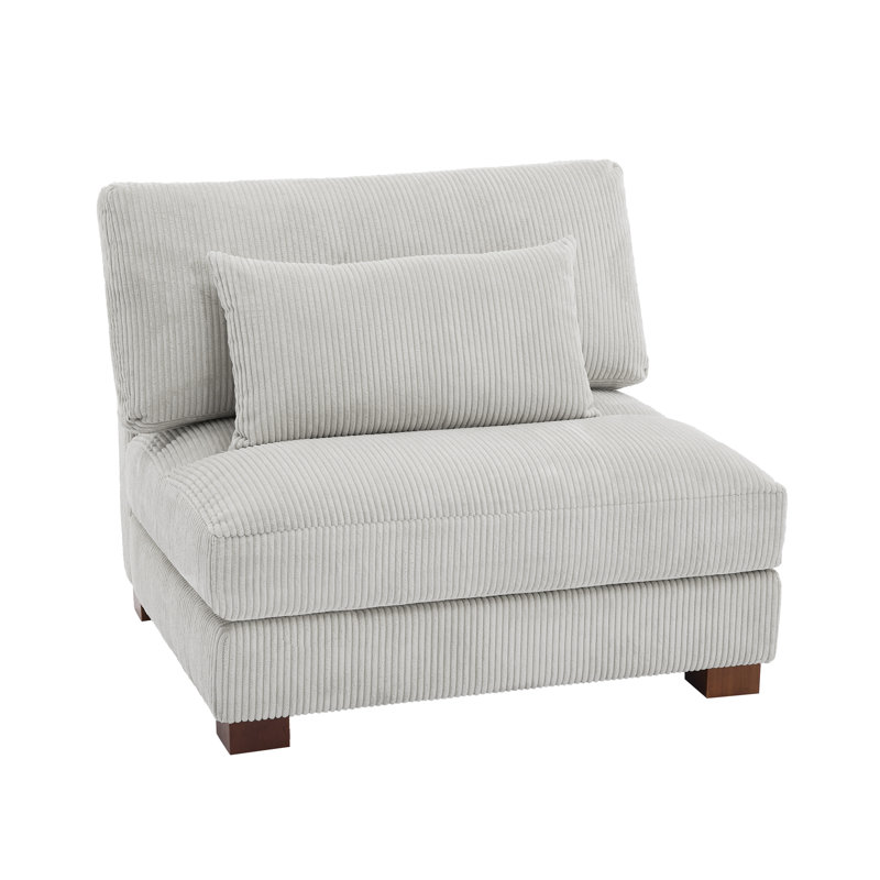 Maelina 96.5Cm Wide Armless, Sea Salt Grey Corduroy