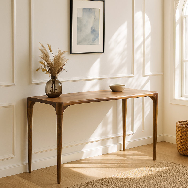 Console en noyer - Table d'entrée en bois