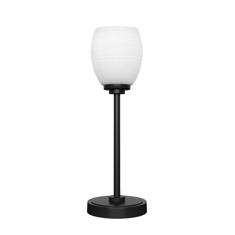 Lampe d'appoint Aneka montrée avec verre matriciel de 5 po, Blanc, New Age Brass