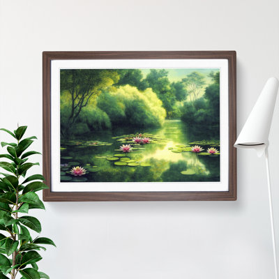 Shimmering Water Lily Pond - Framed Print