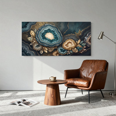 Art mural sur toile bleu sarcelle et cristaux de géode