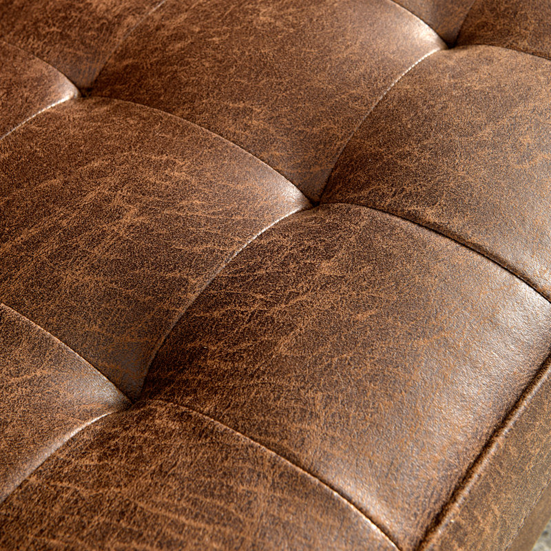 Aisha 70" Faux Leather Square Arm Loveseat, Walnut Brown Faux Leather