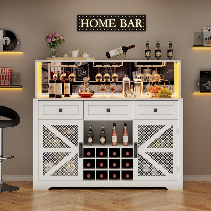 Bar à vin Farmhouse avec lumières DEL