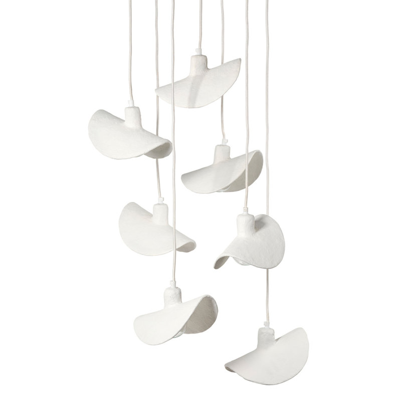 Slope Paper Mache 7-Light Chandelier, Matte White, 7-Light
