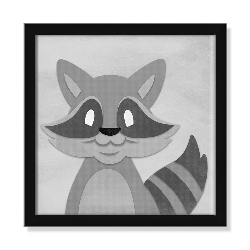 Impression sur papier Cheery Racoon, H 12 po x l 12 po x P 1,18 po, Encadré de boîte noir