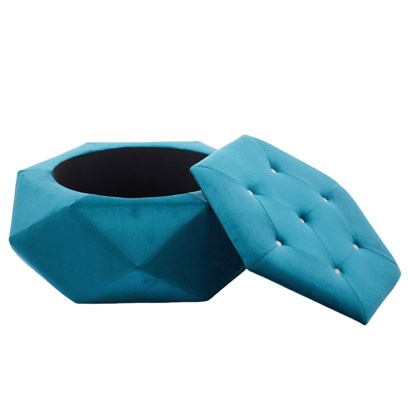 Repose-pieds Velvet Polygon Diamond, Bleu