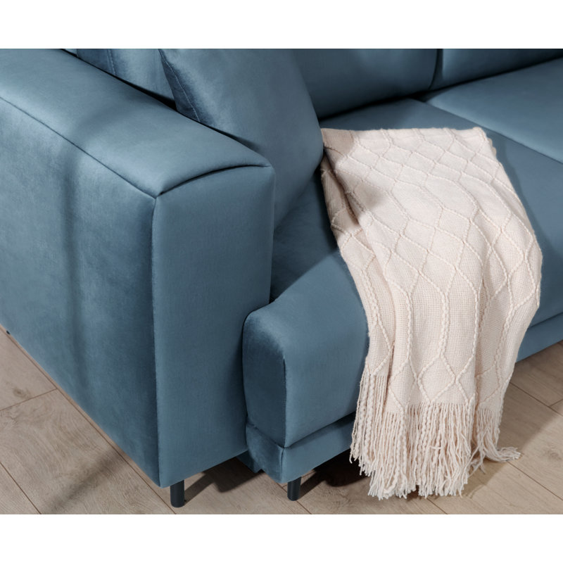 Aecca 4 Seater Sofa Bed, Left facing, Light blue