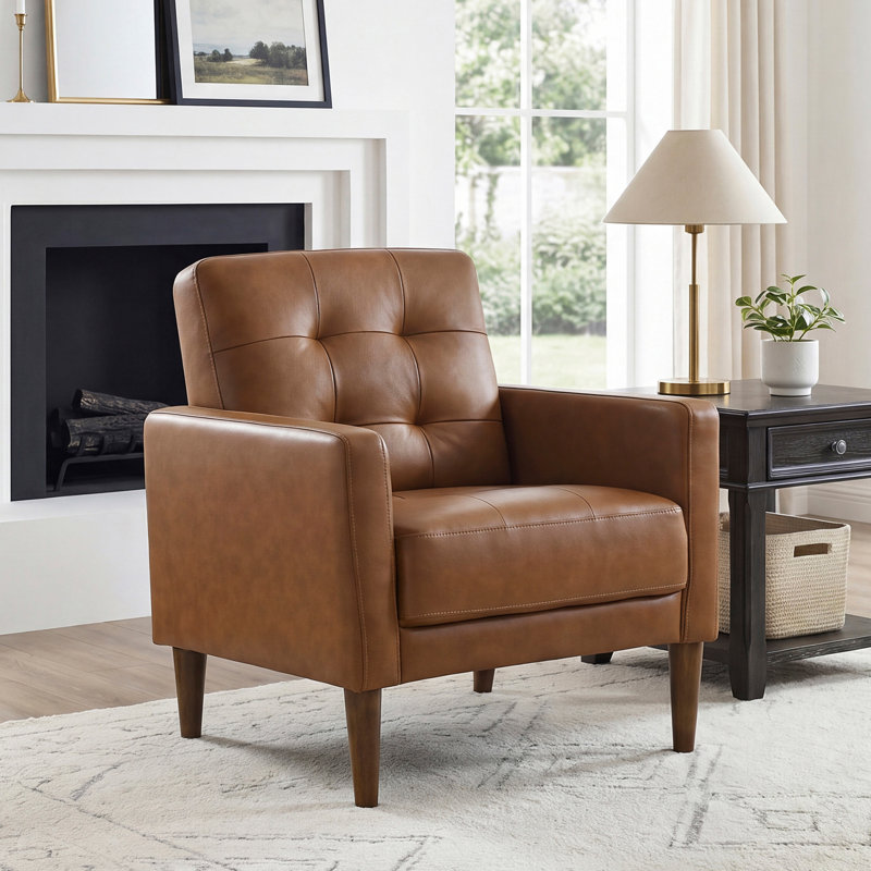 Chaise d'appoint 30,5 po Clayton, Cuir de chameau