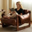 Fauteuil d'appoint Mid-Century moderne, fauteuil en bois massif en forme de U pour le salon, fauteuil de lecture rembourré avec assise rembourrée confortable