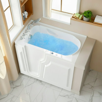 Baignoire à remous et à air de 52 po x 30 po FerdY Floridian avec 14 jets d'air pour spa, avec ouverture de porte à gauche, robinet et lumières DEL