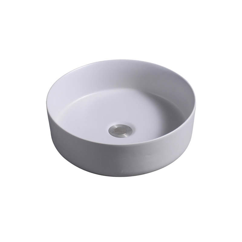 7844 Ceramic 35cm Vert Round Countertop Basin, Cement