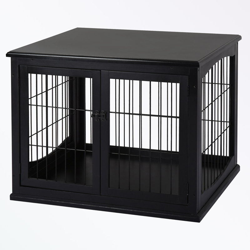 Cage pour chien avec deux côtés qui s'ouvrent et une porte verrouillable, Noir