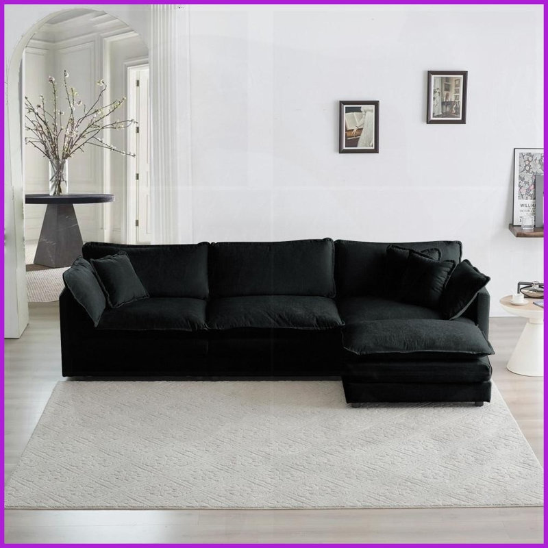 Confort moelleux: coussins en mousse épaisse et chenille douce pour la détente., Noir
