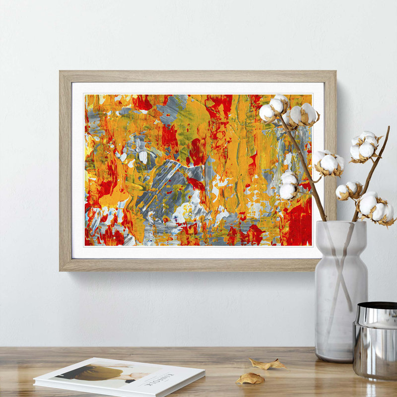 Abstract Art Painting Vol.217 by S.Johnson - Picture Frame Painting Print, 62cm H x 87cm W x 2cm D, Oak Framed