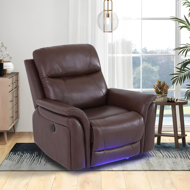 Fauteuil inclinable électrique de 39 po en similicuir de qualité supérieure moderne avec éclairage DEL