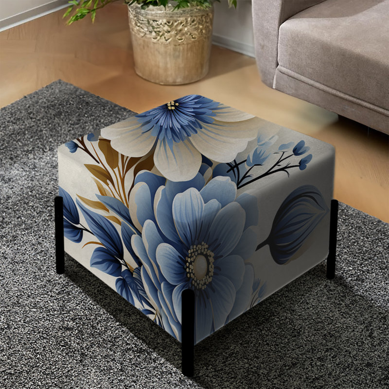 Bouquet d'harmonie classique bleu - repose-pieds carré floral