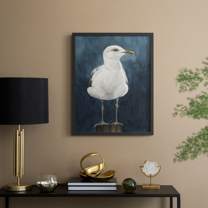 Night Gull I, reproduction encadrée - bois massif, H 11 po x l 9 po, Noir, noir, noir, noir
