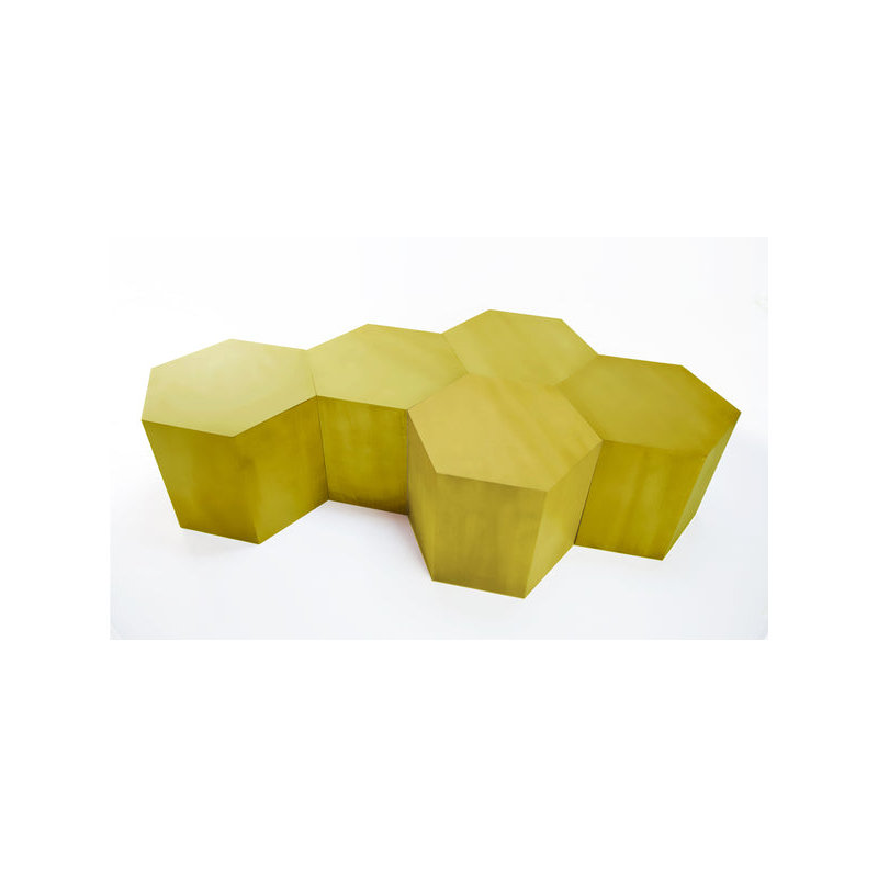 Coffee Table, 16" H x 20" L x 17.3" W, Brass