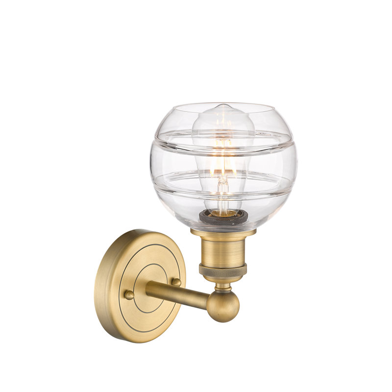 Bienes Steel Armed Sconce, Clear, 10.13" H x 5.88" W x 7.44" D, Brushed Brass