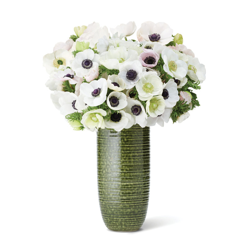 Forest Green Hand-Painted Ceramic Cylinder Vase