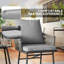 3 Piece Grey Rattan Bistro Set with 2 Chairs and Round Coffee Table, Garden Balcony Furniture with 4 Cushions and Steel Frame