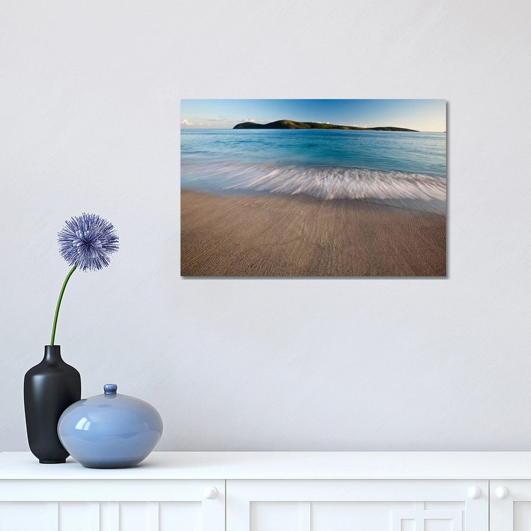 Surf On Beach At Sunset, Culebra Island, Puerto Rico - Wrapped Canvas Print